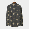 new-orleans-saints-mens-stand-collar-shirt-with-long-sleeve-110gsm-imitation-flax black gold football detail fabric breathable