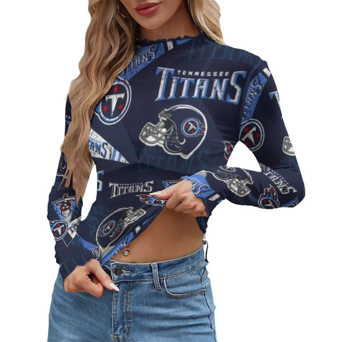 Tennessee Titans Women's Mesh T-shirt navy light blue football back view game day look