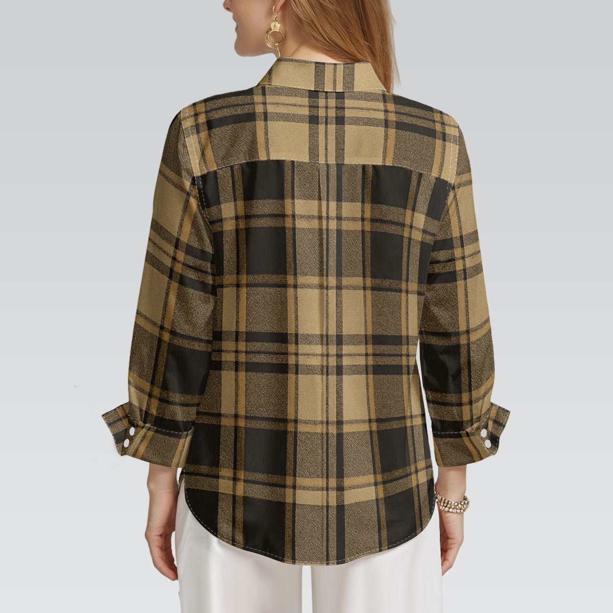 central florida knights tartan plaid black gold  women tartan plaid game day shirt