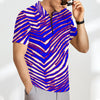 Lavender Buffalo Zebra Football Men’s Short Sleeve Polo Shirt with Zipper – Game Day Streetwear Style