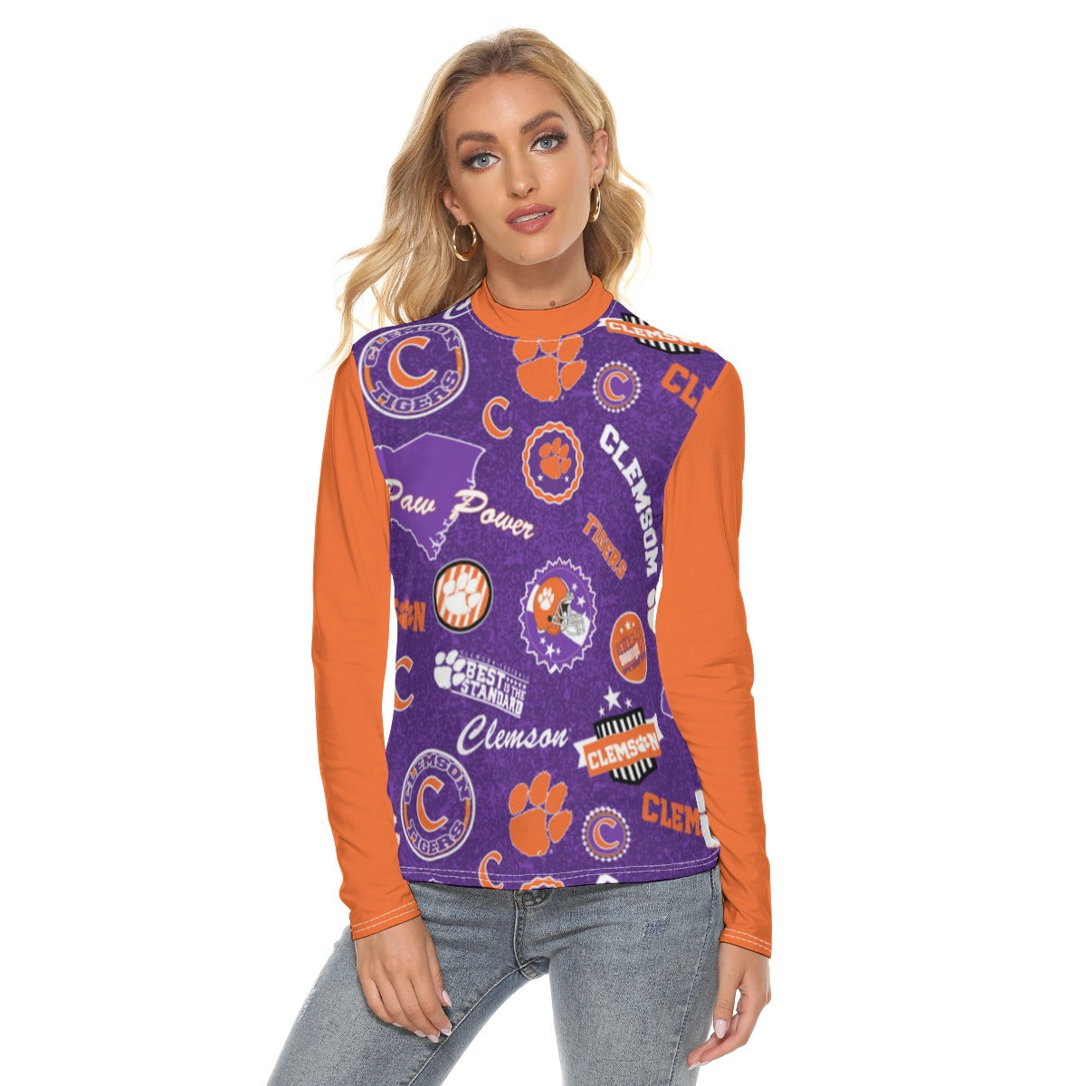 Clemson - Tigers Women's Stretchable Turtleneck Top - ACC football apparel varsity sportswear product image 1.0
