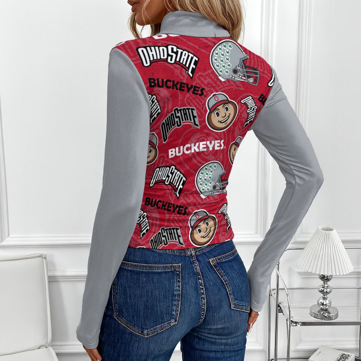 Ohio State - Buckeyes Women's Women's High-Neck Top With Long Sleeve White game day varsity apparel