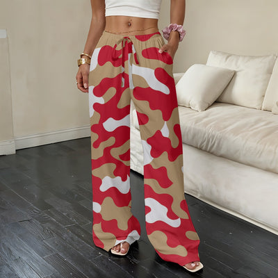 San Francisco Football Camo Straight-Leg Pants – Red Gold Casual Streetwear for Women – football shirt, sportswear style, image 1.0