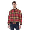 White Smoke San Francisco Football Plaid bomber Men's Jacket Red and Gold Tartan Streetwear Game Day Layer