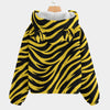 Lavender Pittsburgh Football Yellow Black Zebra Kid’s Borg Fleece Sweatshirt With Ear – Game Day Outfit