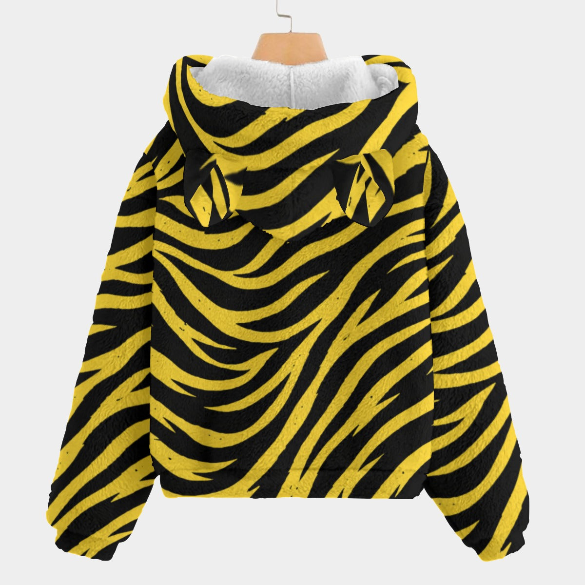 Lavender Pittsburgh Football Yellow Black Zebra Kid’s Borg Fleece Sweatshirt With Ear – Game Day Outfit
