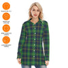 Notre Dame Fighting Irish Green Navy Gold Plaid Womens Long Shirt 8 green navy gold plaid women fashion apparel
