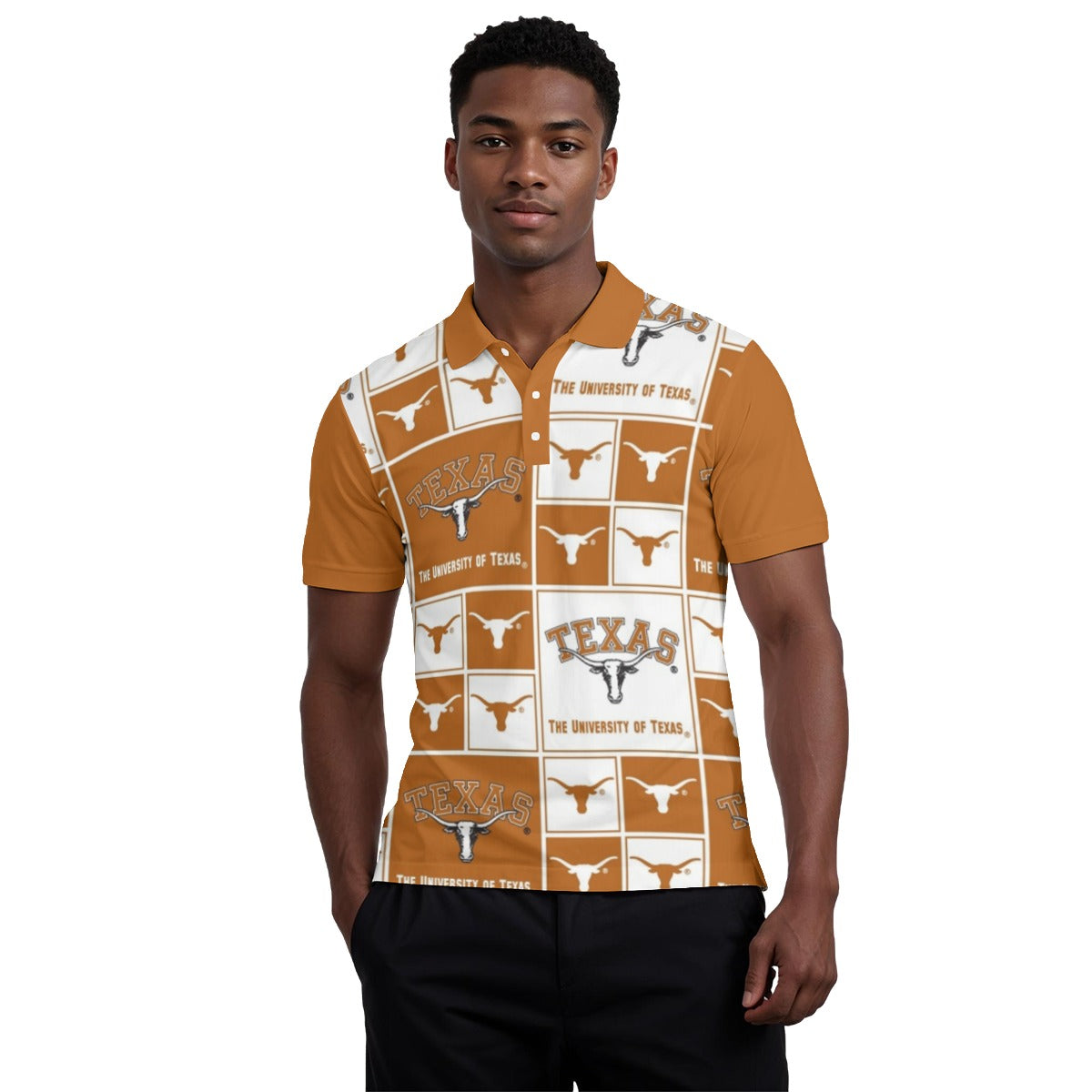 Texas at Austin - Longhorns Men's Polo Collar Jersey – casual fan outfit, sportswear style, image 1.0