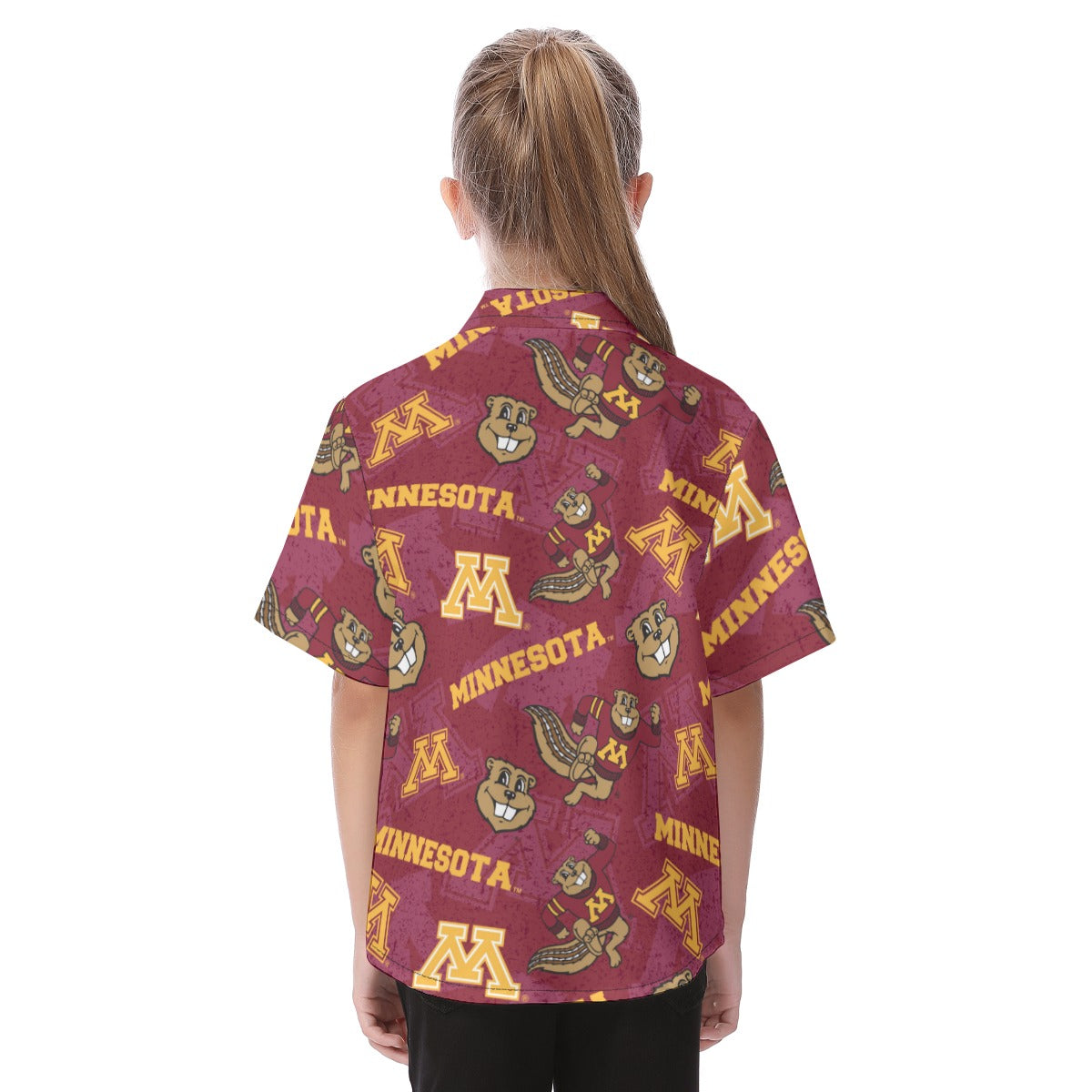 Minnesota Golden Gophers Kid's Hawaiian Vacation Shirt White varsity sports apparel
