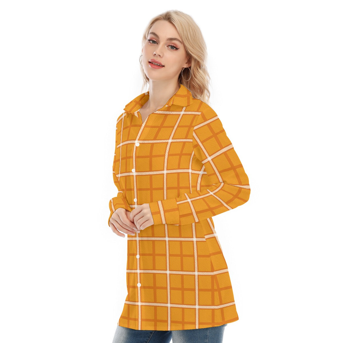 Tennessee Volunteers Orange White Plaid Womens Long Shirt 2 orange white plaid women fashion apparel
