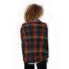 Auburn Tigers Tartan Plaid Navy Orange Women's Satin Shirt