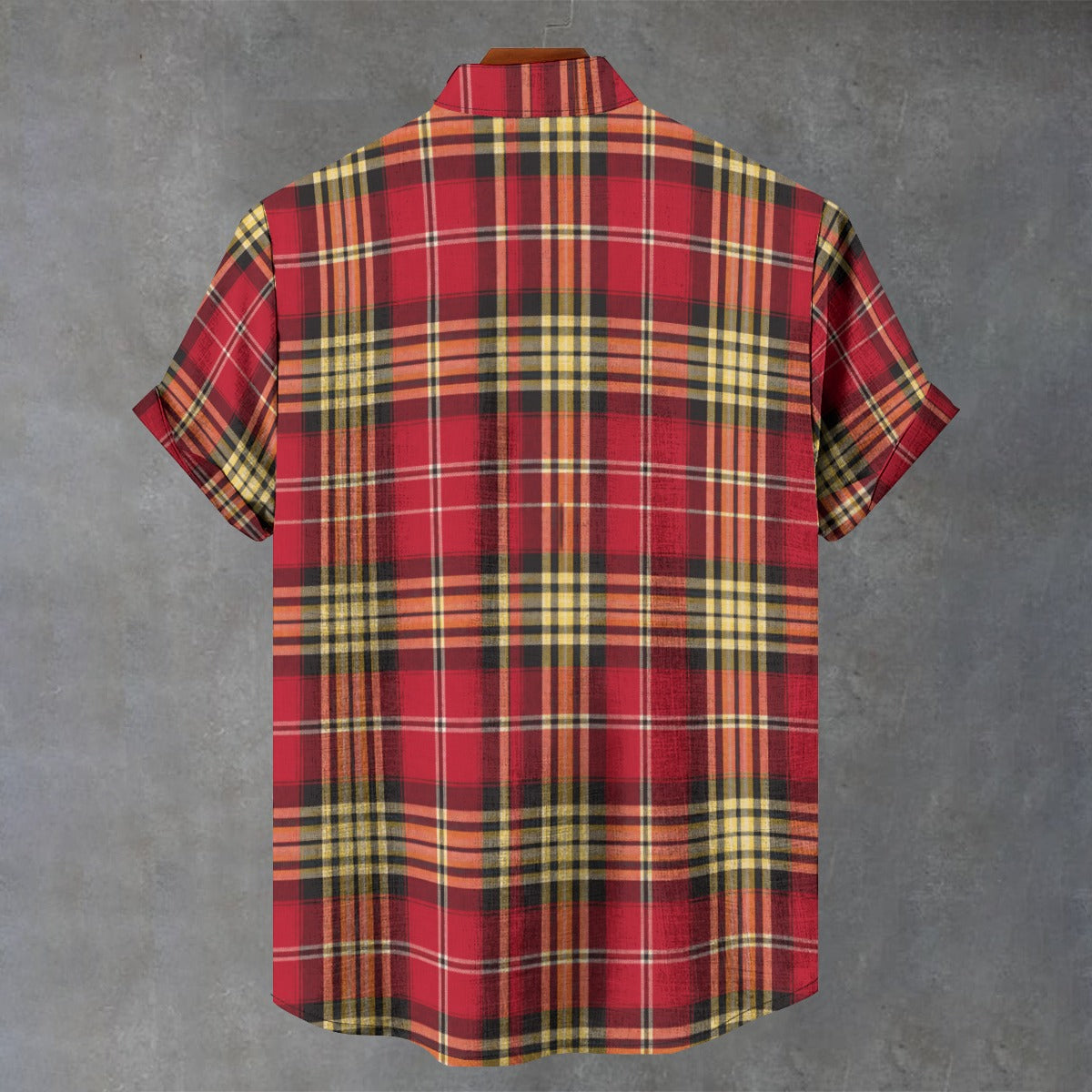 Light Slate Gray San Francisco Football Plaid Men's Stand Collar Shirt|110GSM Imitation Flax