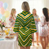 White Smoke Green Bay Football Yellow Green Women’s Satin Wedding Robe – Game Day Lounge Wear