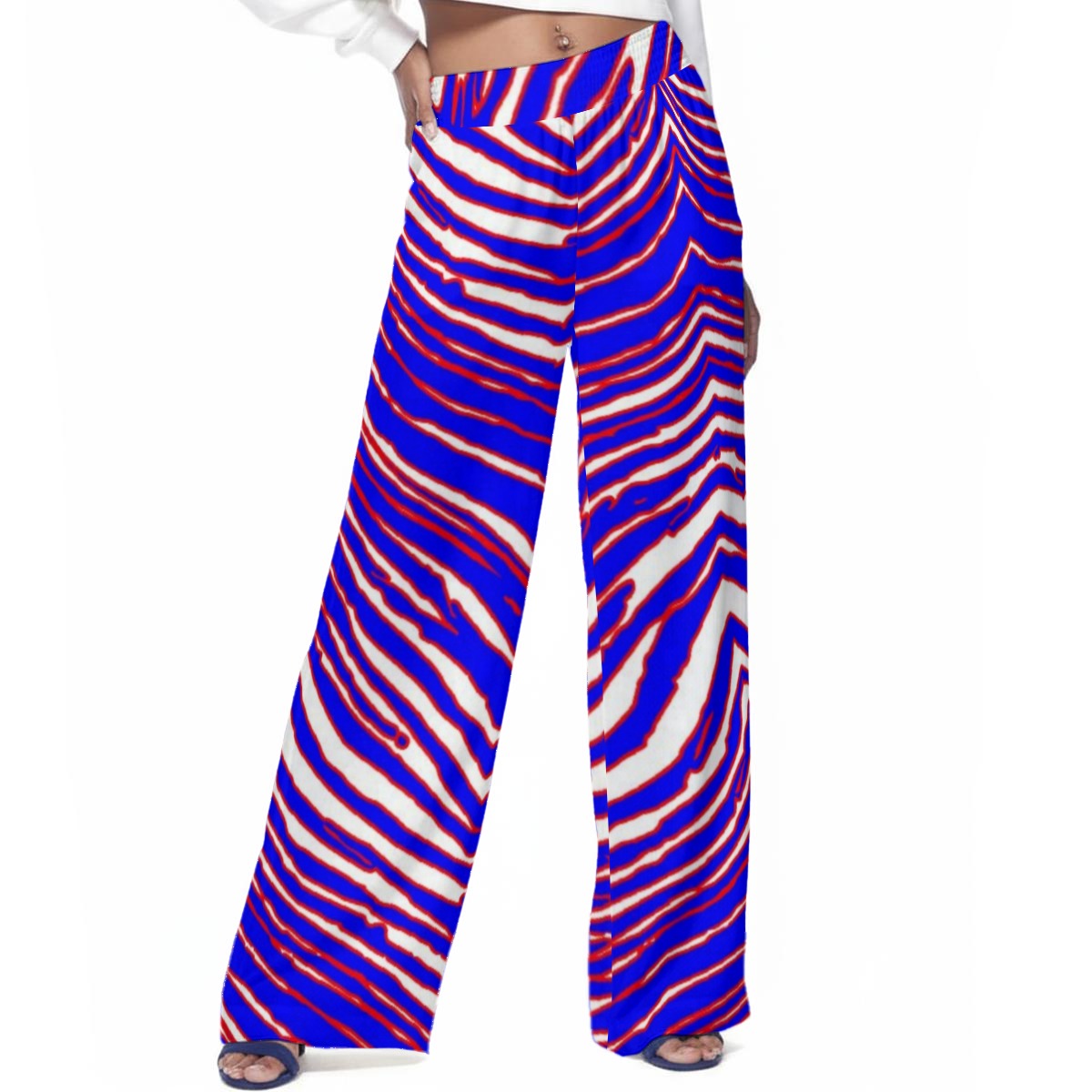 Buffalo Zebra Football Women’s Casual Wide-Leg Pants – Lightweight Game Day Style (100% Rayon) – nfl fan apparel, breathable comfort wear, image 1.0