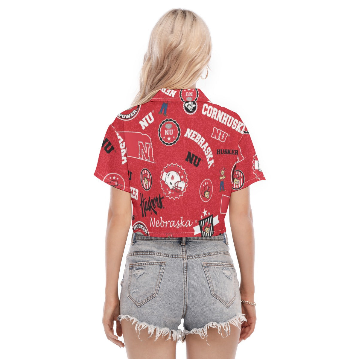 Nebraska Lincoln Cornhuskers Women's Cropped Shirt - Big Ten football apparel varsity sportswear product image 4.0