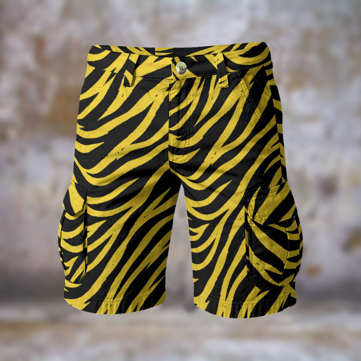 Dark Gray Pittsburgh Football Yellow Black Zebra Men’s Cargo Shorts – Game Day Streetwear