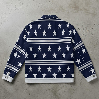 Slate Gray Dallas Football Star Stripe Jacket – Game Day Streetwear