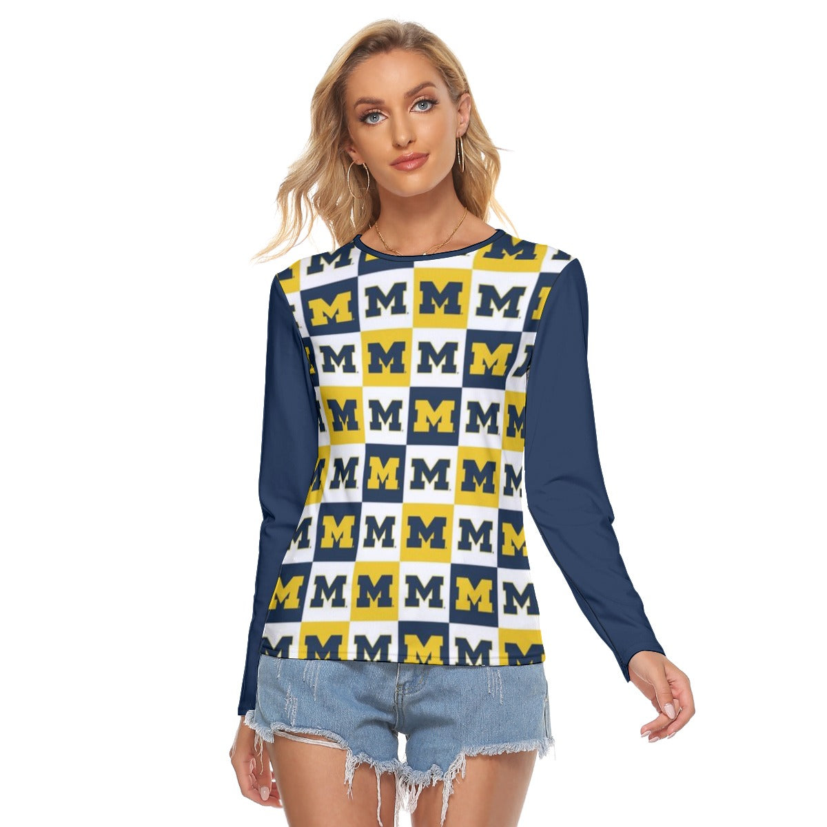 Michigan - Wolverines Women's Stretchable long Sleeve Top White varsity sports apparel