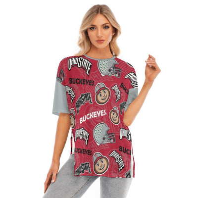 Ohio State - Buckeyes Women's Short Sleeves T-shirt With Hem Split White game day varsity apparel