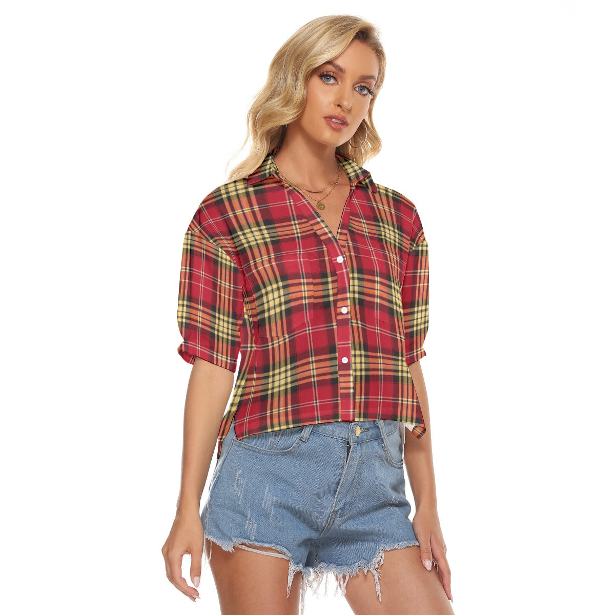 White Smoke San Francisco Football Plaid Women’s Casual Button Shirt – Game Day Streetwear Top