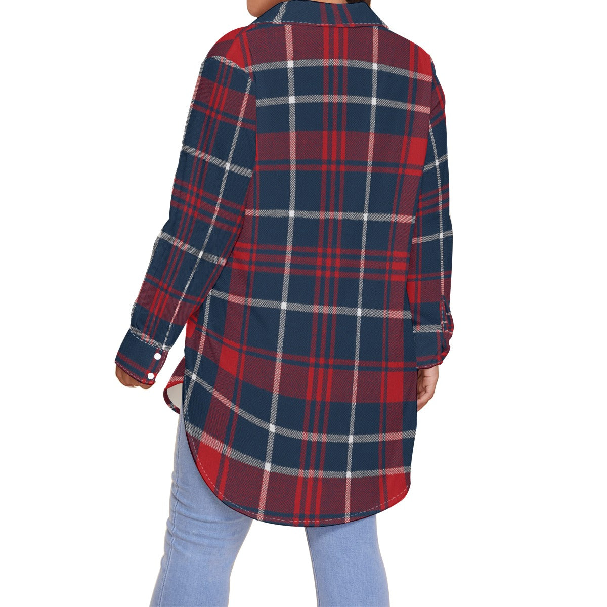 Arizona Wildcats Tartan Plaid Navy Red Women's Shirt With Long Sleeve(Plus Size)