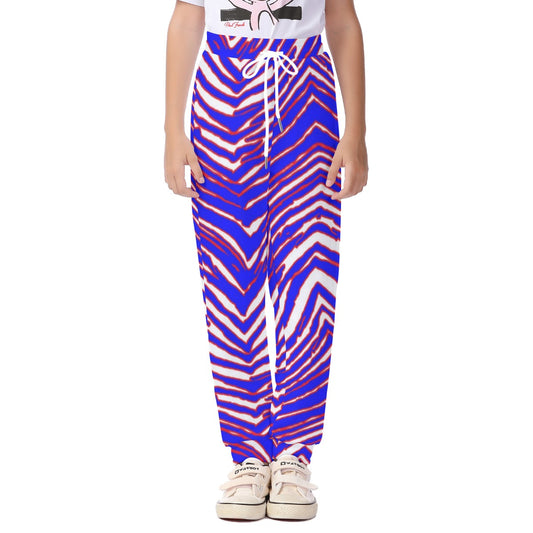 Buffalo football Kid's Casual Pants – Red Blue White Zebra Game Day Style