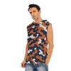 White Smoke Chicago Football Sleeveless Hoodie for Men – Navy Orange Camo Game Day Tank Hoodie