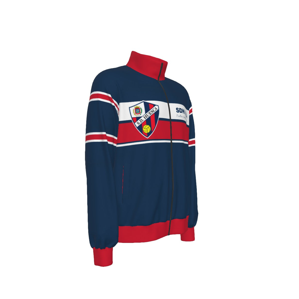 White Smoke Chaqueta deportiva SD Huesca retro azul y roja – chaqueta fútbol estilo 90s fan Huesca