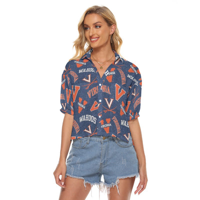 Virginia Cavaliers Women's V-neck Shirts White sports streetwear apparel