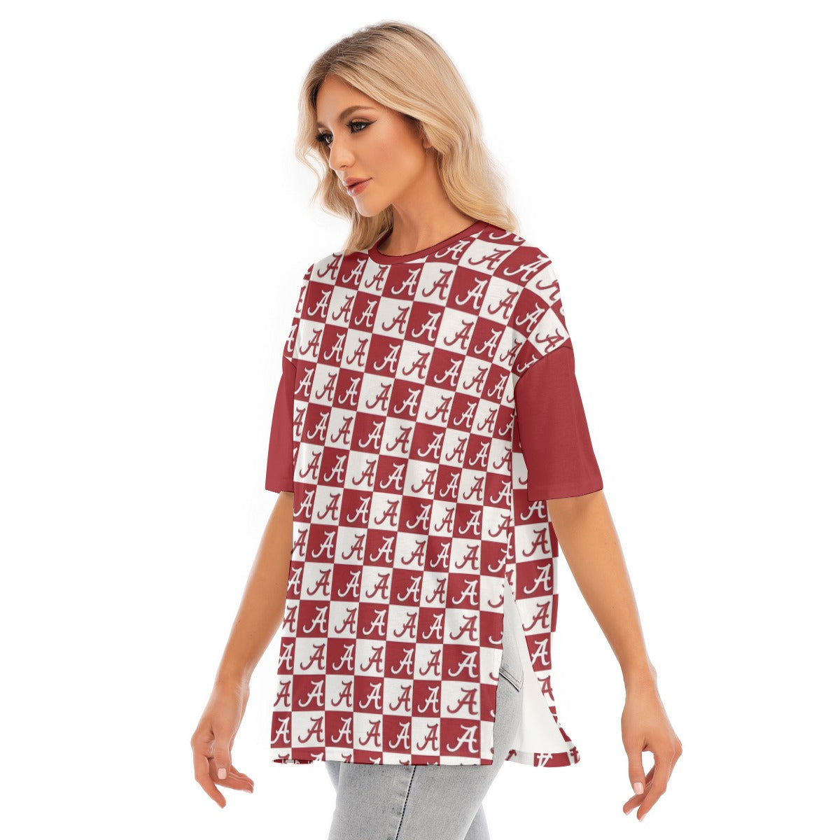 Alabama - Crimson Tide Women's Short Sleeves T-shirt With Hem Split White varsity sports apparel