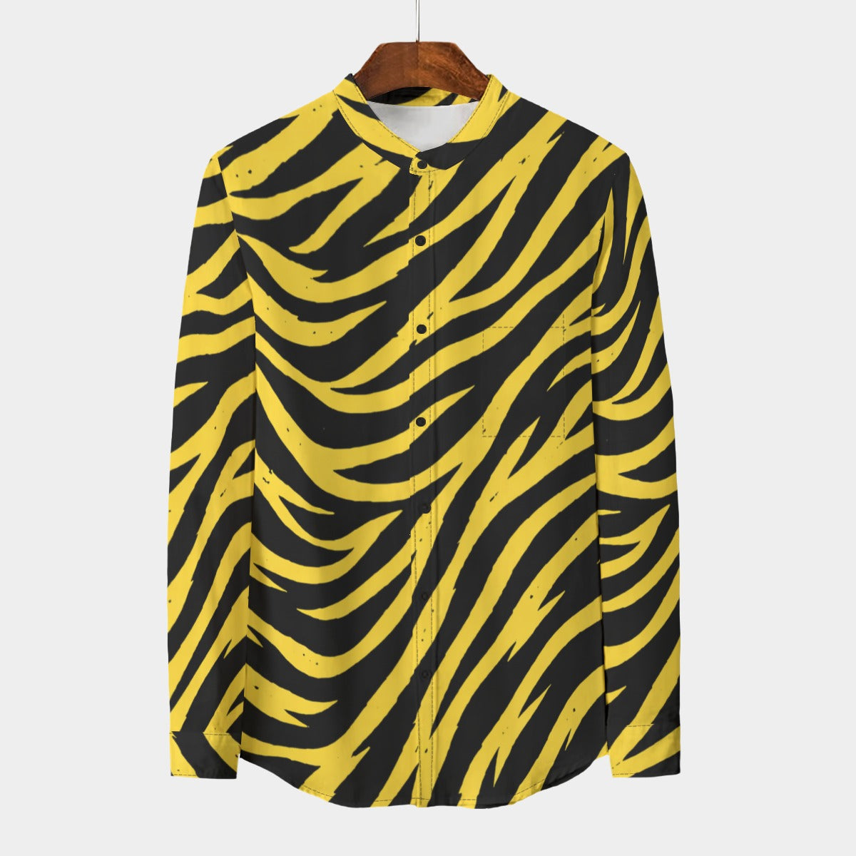 Pittsburgh Football Yellow Black Zebra Stand Collar Shirt With Long Sleeve| – fan gear, football shirt, image 1.0