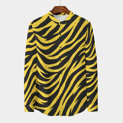 Pittsburgh Football Yellow Black Zebra Stand Collar Shirt With Long Sleeve| – fan gear, football shirt, image 1.0