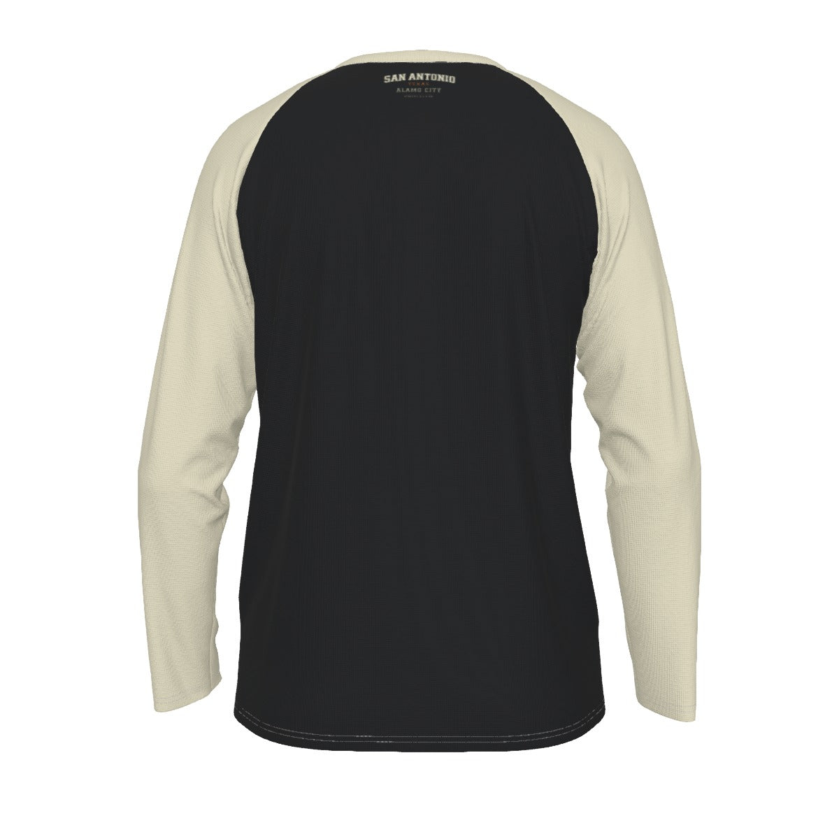 Dark Slate Gray San Antonio Texas Alamo City Black and Cream Long Sleeve Shirt Men Varsity Raglan Tee