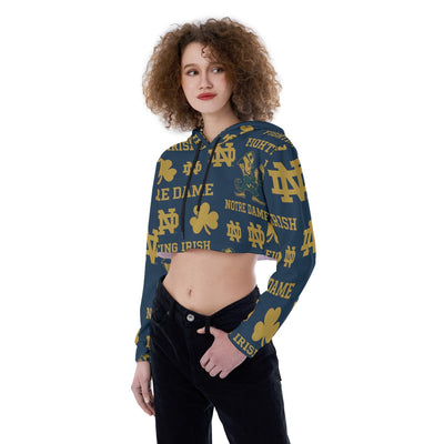 Notre Dame - Fighting Irish Women's Crop Top Hoodie White varsity sports apparel