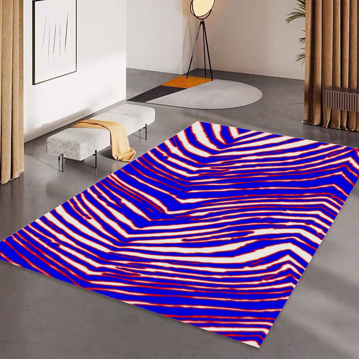 Buffalo football Foldable Rectangular Floor Mat – Red Blue White Zebra Game Day Style