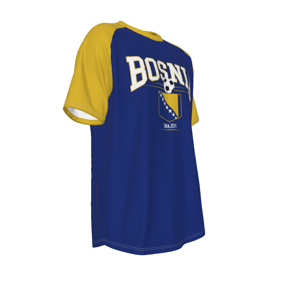 Bosnia Soccer T-Shirt Blue and Yellow – Bosnia Fan Shirt with Crest Graphic
