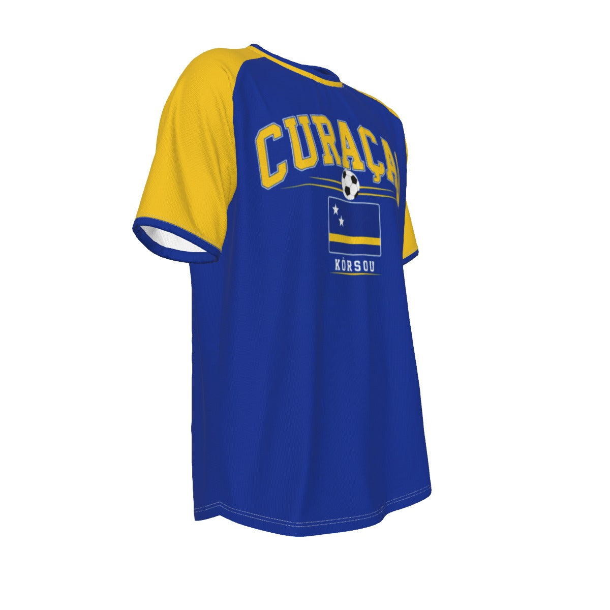Curacao Soccer T-Shirt Blue Yellow – Curacao Football Shirt Korsou Fan Tee