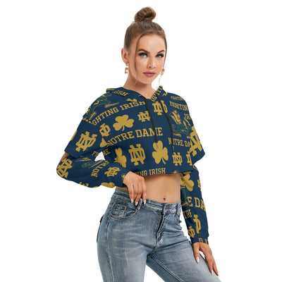 Notre Dame - Fighting Irish Women's Heavy Fleece Hoodie With Hollow Out Sleeve White varsity sports apparel