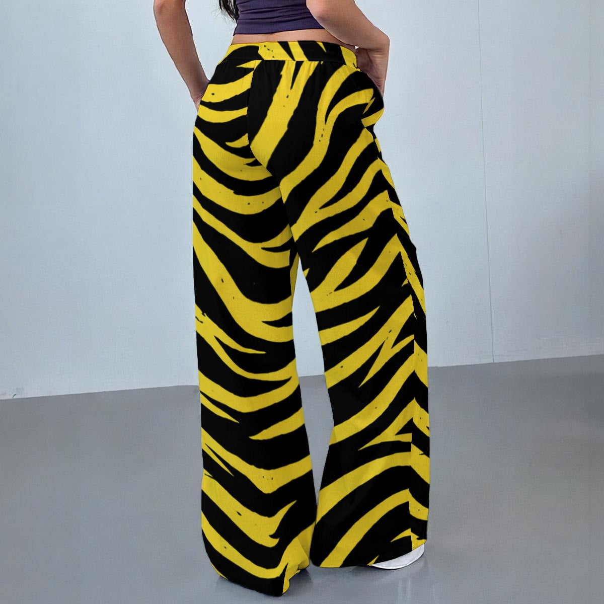 Pittsburgh Football Yellow Black Zebra Women's Casual Pants|230GSM