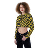 Iowa Hawkeyes Football Women’s Crop Top Hoodie – Chic Black and Gold Game Day Style - Big Ten football apparel varsity sportswear product image 1.0