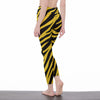 White Smoke Pittsburgh Football Yellow Black Zebra Women’s High Waist Leggings With Side Stitch Closure – Game D