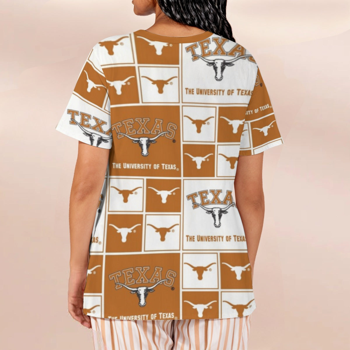 Texas at Austin - Longhorns Women's Loose V-Neck Short-Sleeve T-Shirt White varsity sports apparel