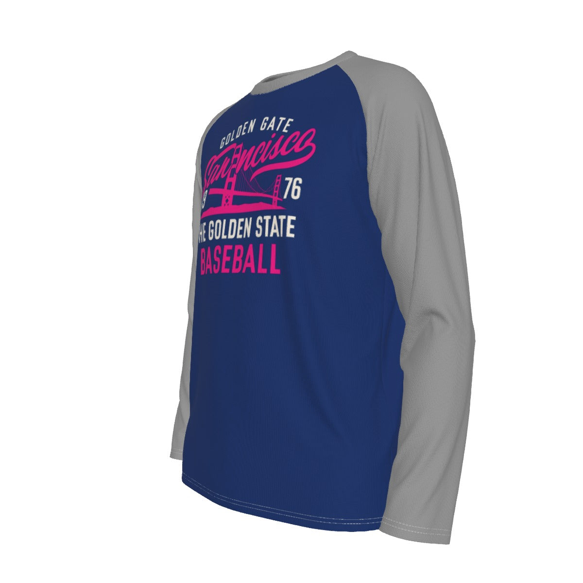 Golden Gate San Francisco Raglan Long Sleeve Shirt – Navy Blue and Gray Baseball Style
