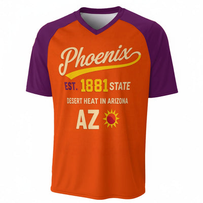 Phoenix Arizona Vintage Varsity T-Shirt – Orange and Purple Athletic Streetwear City Shirt – fan gear, fan gear, image 1.0