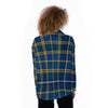 West Virginia Mountaineers Tartan Plaid Blue Gold Women's Satin Shirt