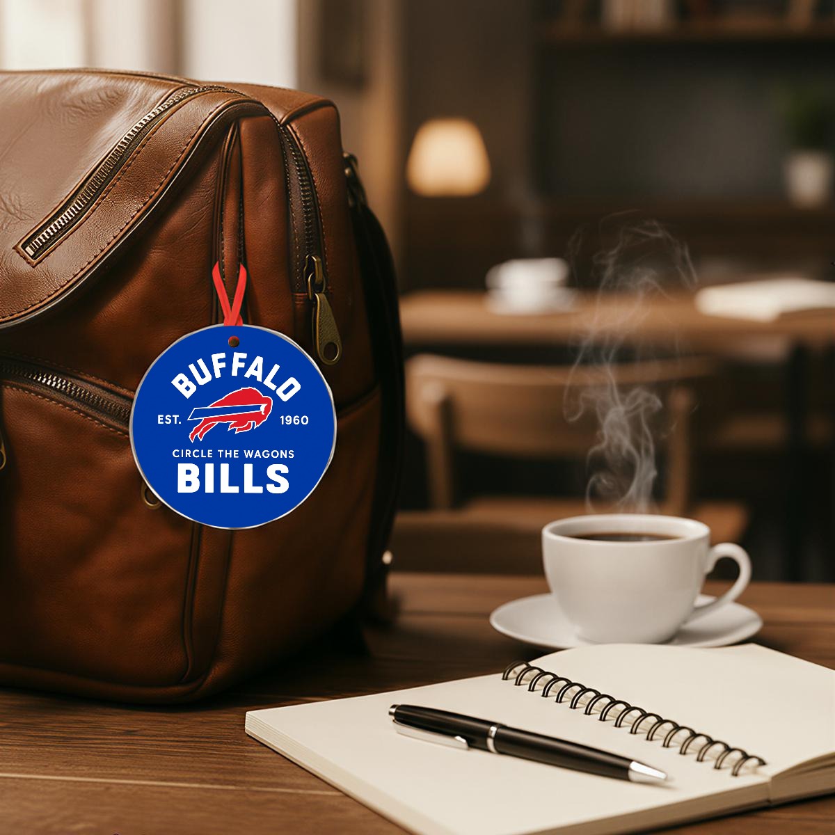 Buffalo Bills Irregular Edge Clear Glass Hanging Ornament