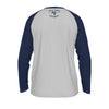 Gray New York Baseball Raglan Long Sleeve Shirt – Est. 1903 Vintage Athletic Design, Grey and Navy tee