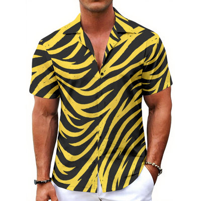 Pittsburgh Football Yellow Black Zebra Men's Hawaiian Shirt With Button Closure – game day outfit, game day outfit, image 1.0