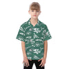 New York Jets  Kid's Hawaiian Vacation Shirt green white football outfit back view