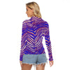 White Smoke Vuffalo Women's Mesh T-shirt – Red Blue White Zebra football Game Day Style